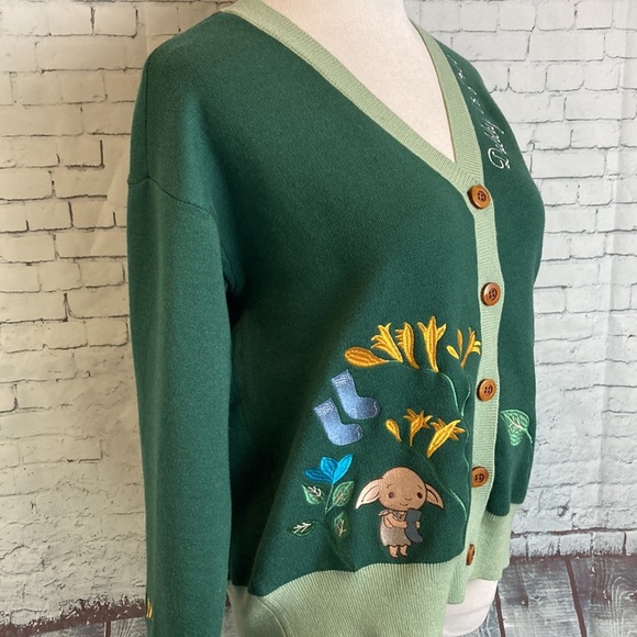 Box Lunch Harry Potter Dolby is free floral sweater cardigan jumper Sz M Fall - Picture 9 of 16